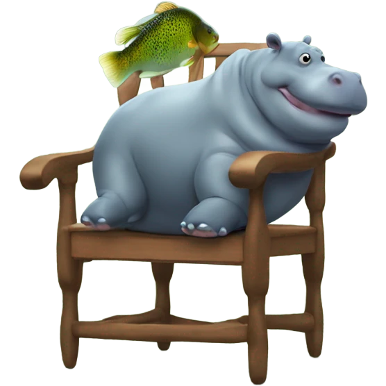 Hippo & trout on a chair emoji