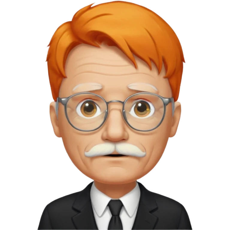 old man, orange hair, white mustache, wearing glasses, wearing a black suit emoji
