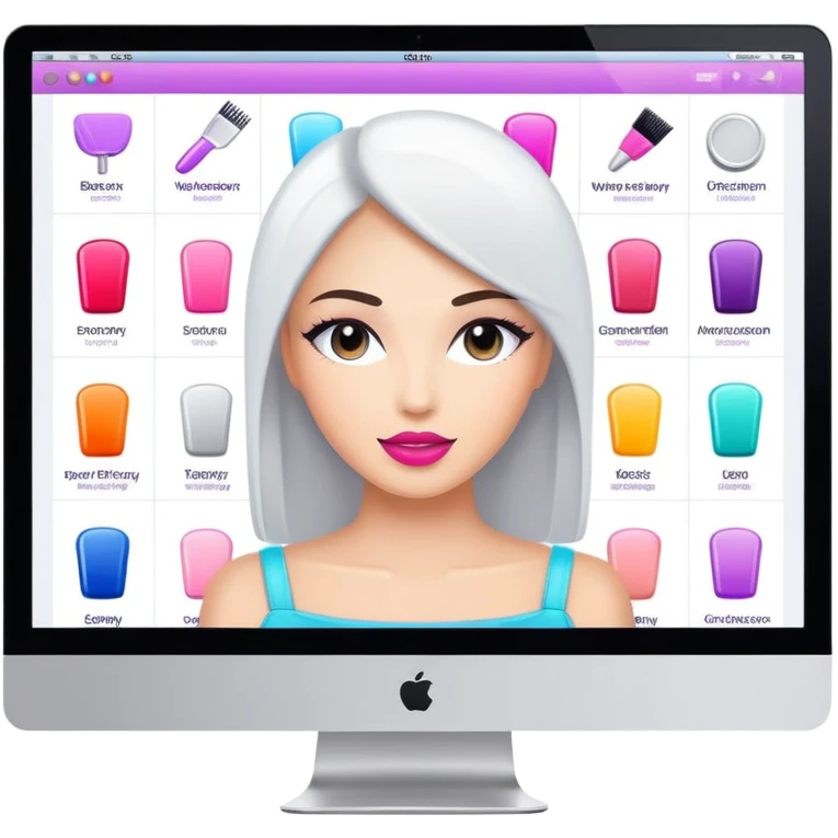inventory software for beauty salon on iMac screen emoji