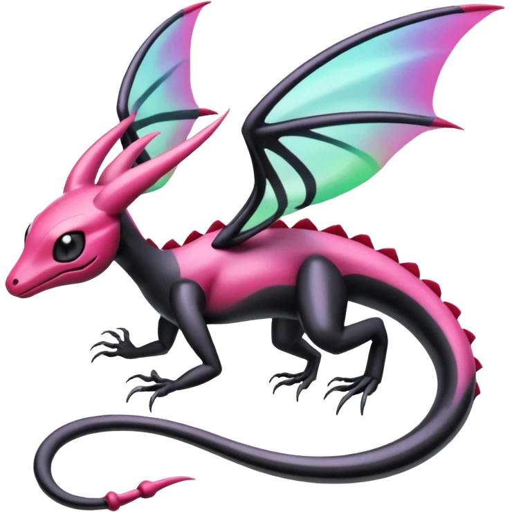 Magenta, black and white Meloetta-Flygon-Gorebyss-Salandit-Pokémon-Fakémon-creature-fusion-hybrid emoji