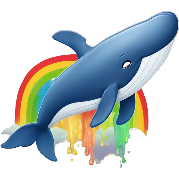 whale with a rainbow spouting from its blowhole. emoji