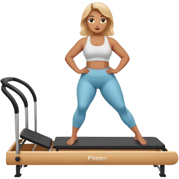 Curvy girl on a reformer Pilates emoji