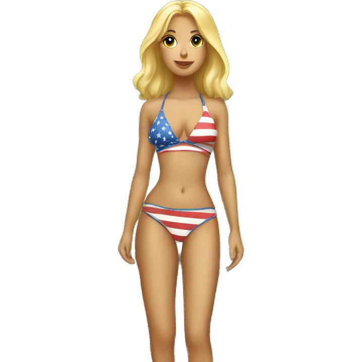 blonde girl in american bikini with truck emoji