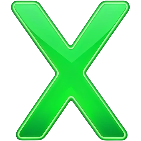 Green X sign with glowing effect emoji
