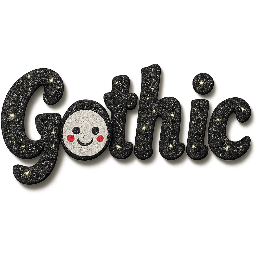 Add sparkling glitter and shimmer to the black text, keep the 3D paper-craft effect, kawaii style, no outline, transparent background. emoji