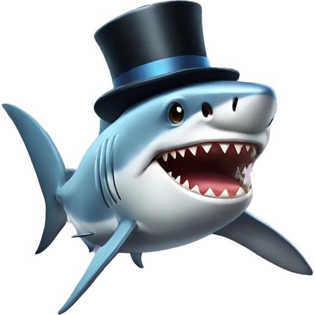 Shark with a top hat emoji