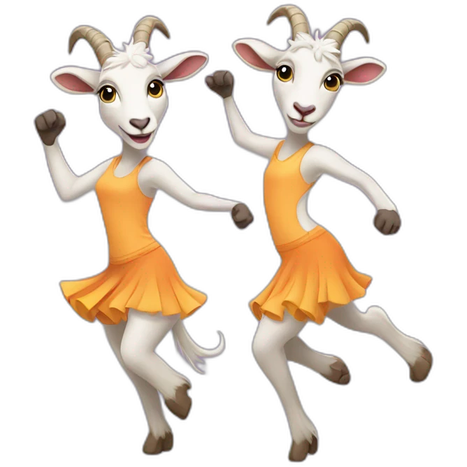 Two Dancing girl goats in zumbawear emoji