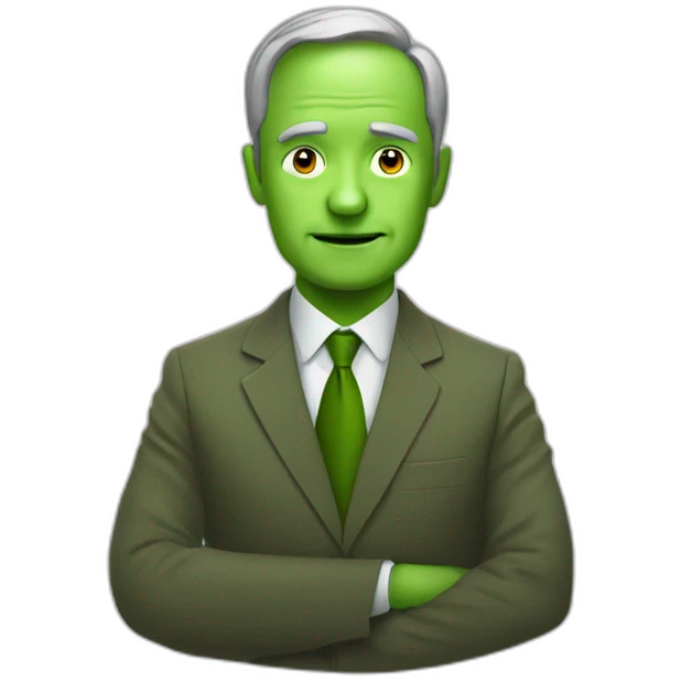 A green politician who is forced to work with the social democrats emoji