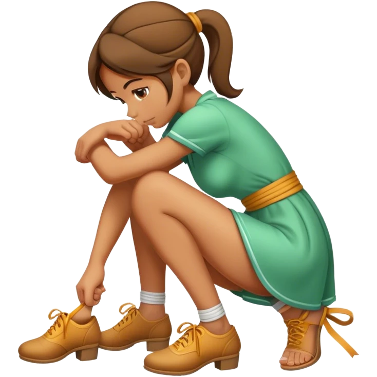 Girl bent over tying shoes emoji