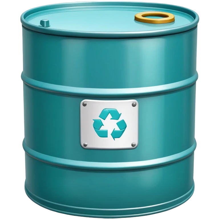 Oil barrel in cool tones with sky blue, teal green, white, and light gray emoji