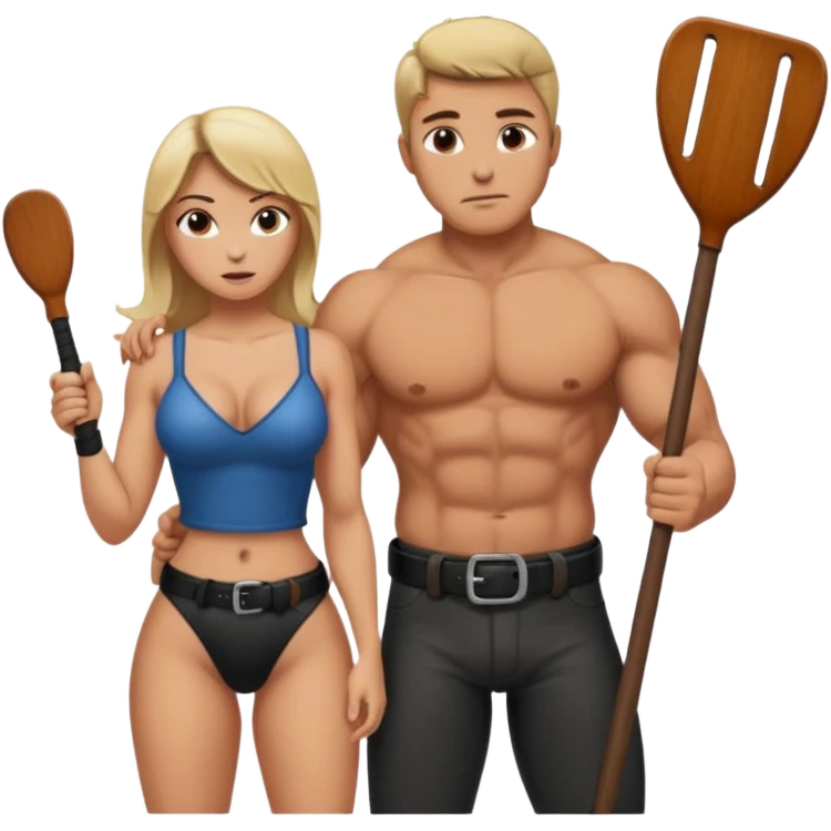 Sexy man spanking ladys ass with paddle emoji