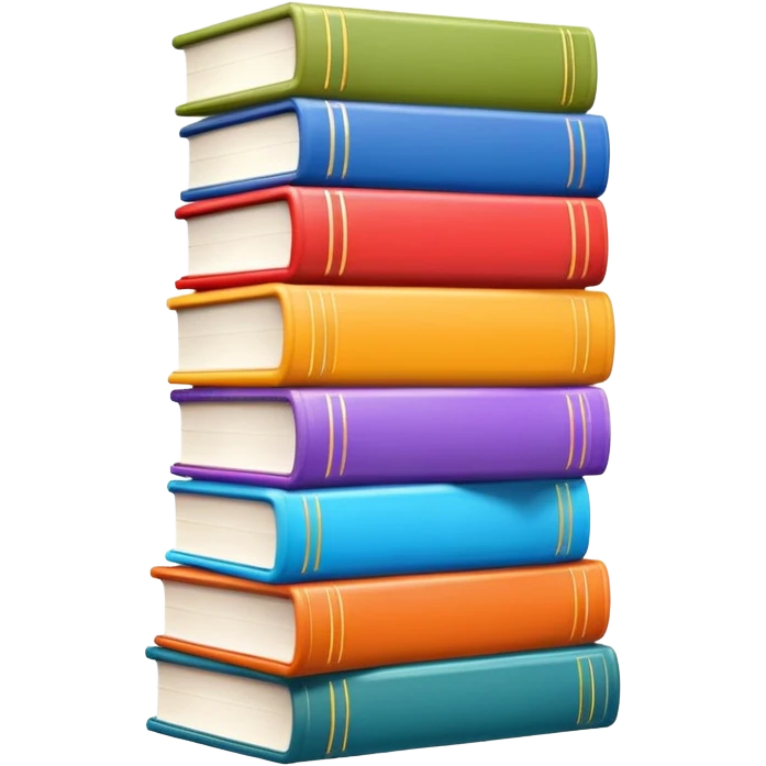 stack of three colorful books on a shelf emoji