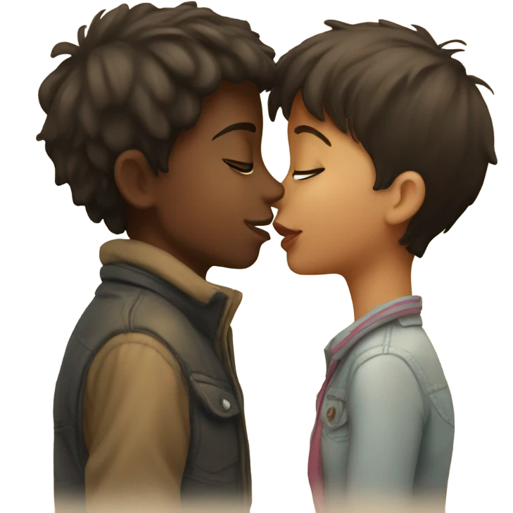 girl kissing boy on cheek emoji