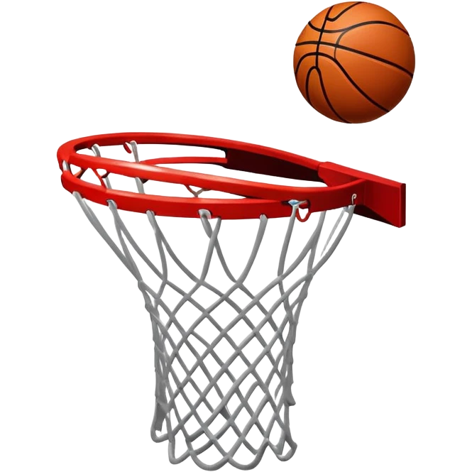 Extremely minimal red basketball with smallest possible NBA and Spalding logos, basic shape, iOS emoji style emoji