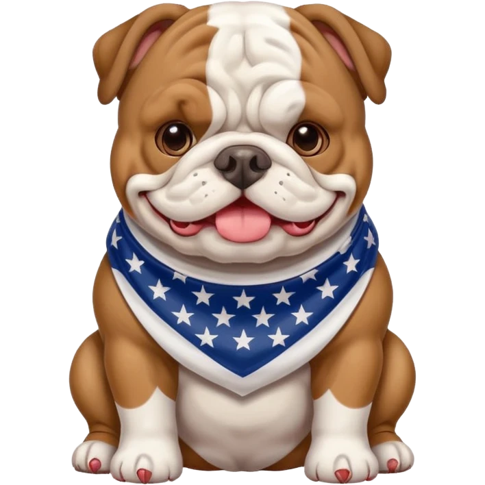 Bulldog wearing a USA flag around his body  emoji