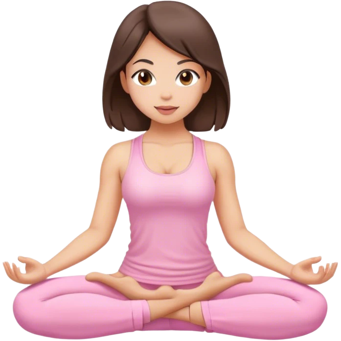 brunette yoga girl light pink clothes n emoji