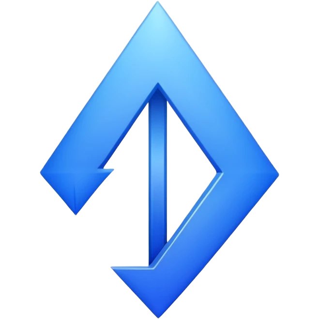 A sleek and elegant upwards arrow icon in a single, vibrant shade of cobalt blue (#0047AB). The style is minimalist 3D with soft gradient shading. The arrow is symmetrical, has a sharp but refined point, and its body is fluid and modern. The background is transparent. emoji