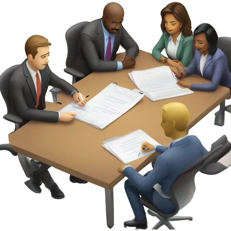 team meeting at a table emoji