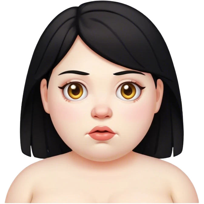 ugly fat black-haired teenage white woman emoji