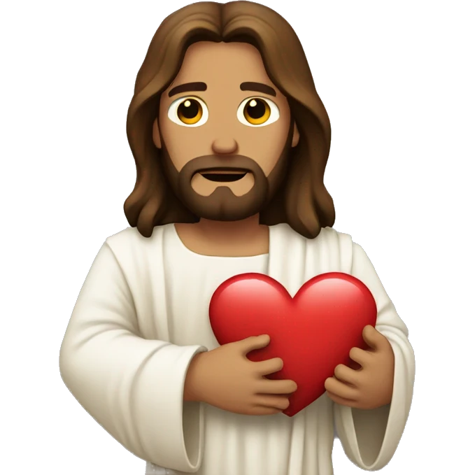 Jesus holding a broken heart emoji