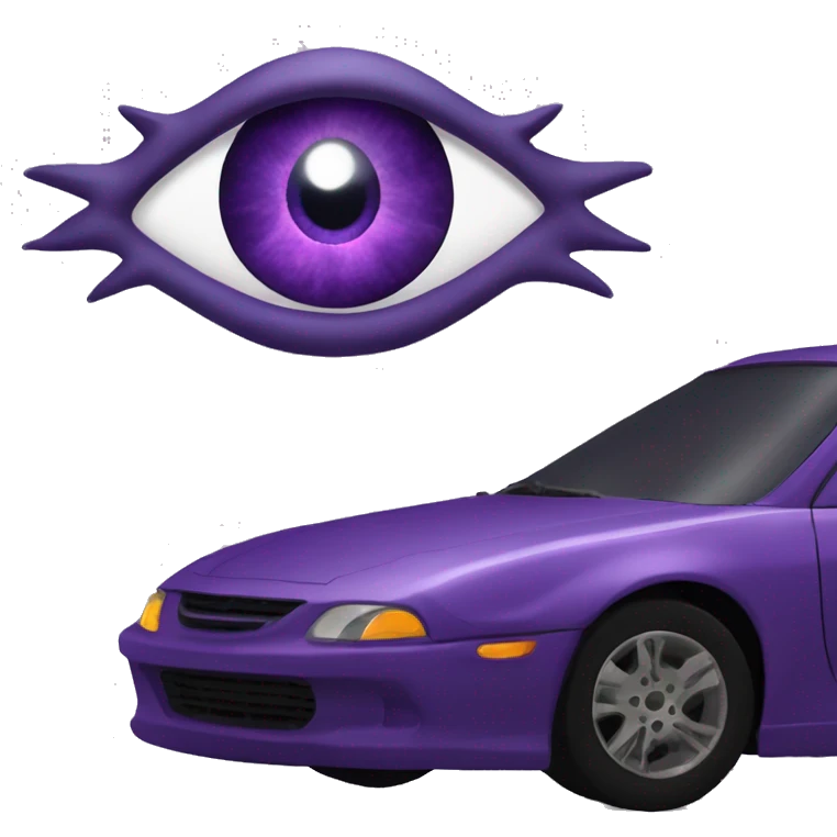 Sauron eye watching over a purple car emoji
