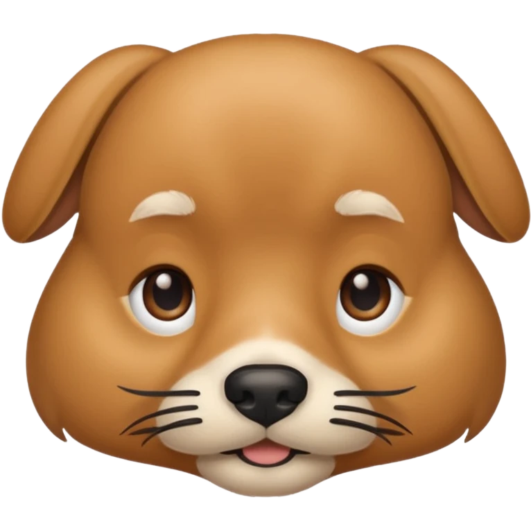 Generate an image of a light brown dog, with long lashes and with mostache emoji