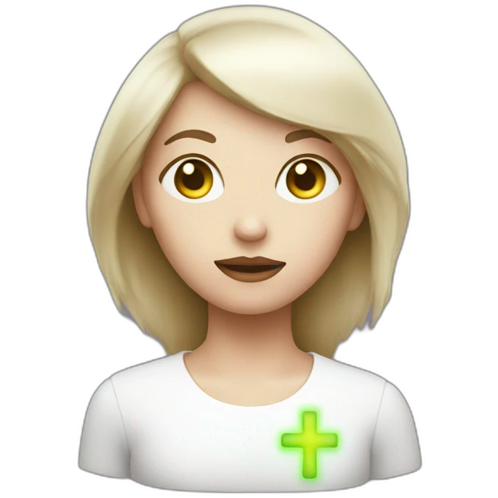 woman with glowing eyes and inverted cross emoji
