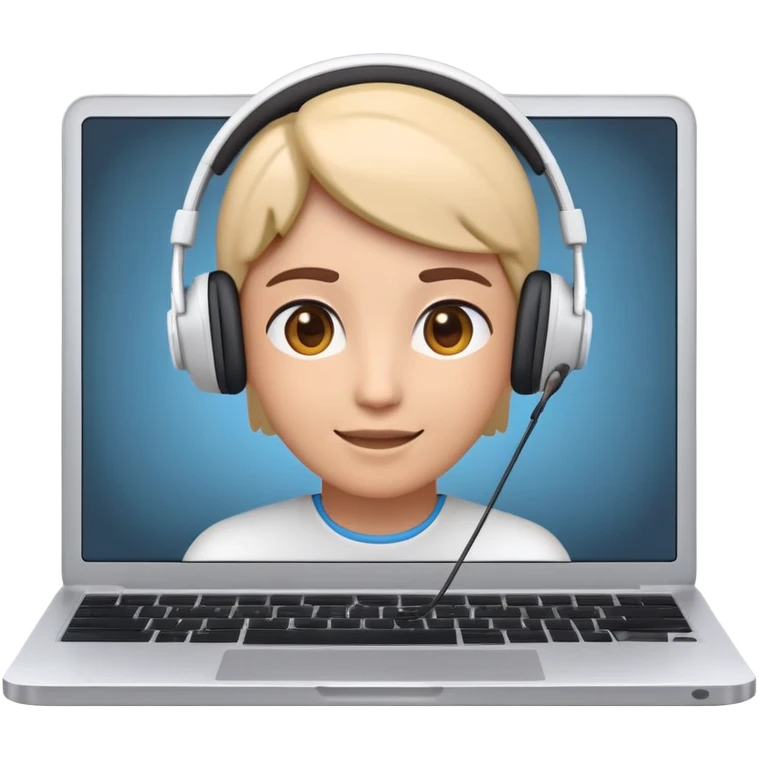 Online course, laptop screen with a person emerging teaching something. Lesson, video course, semi 3D emoji style emoji