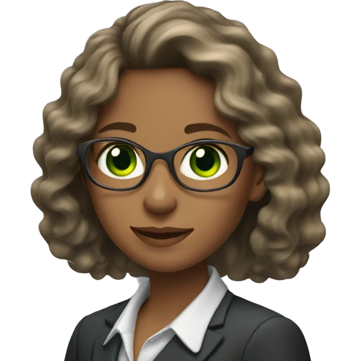 young female business teacher with long wavy hair and green eyes emoji