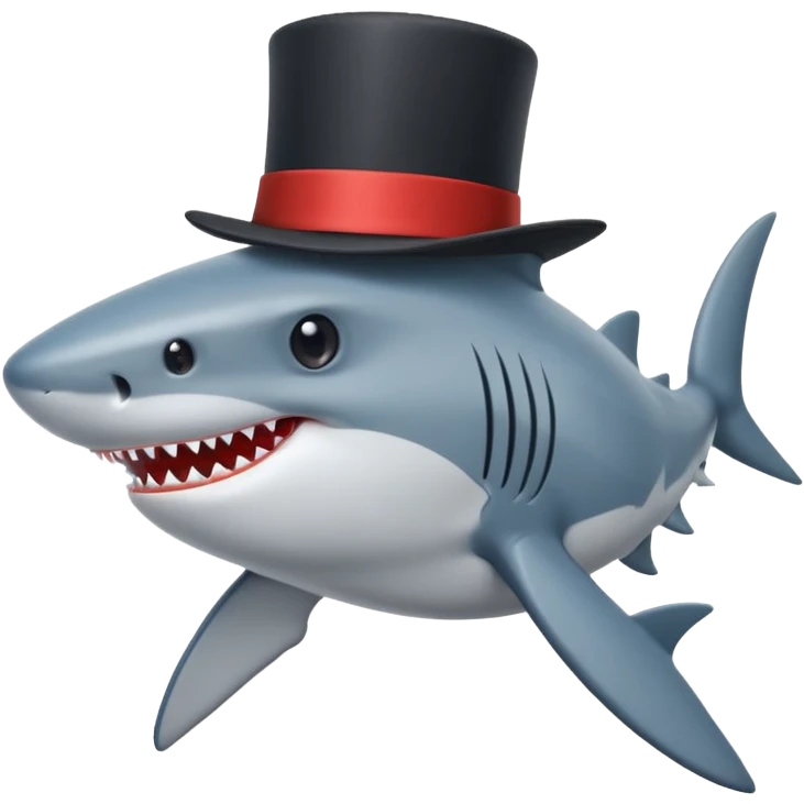 Shark with a top hat emoji