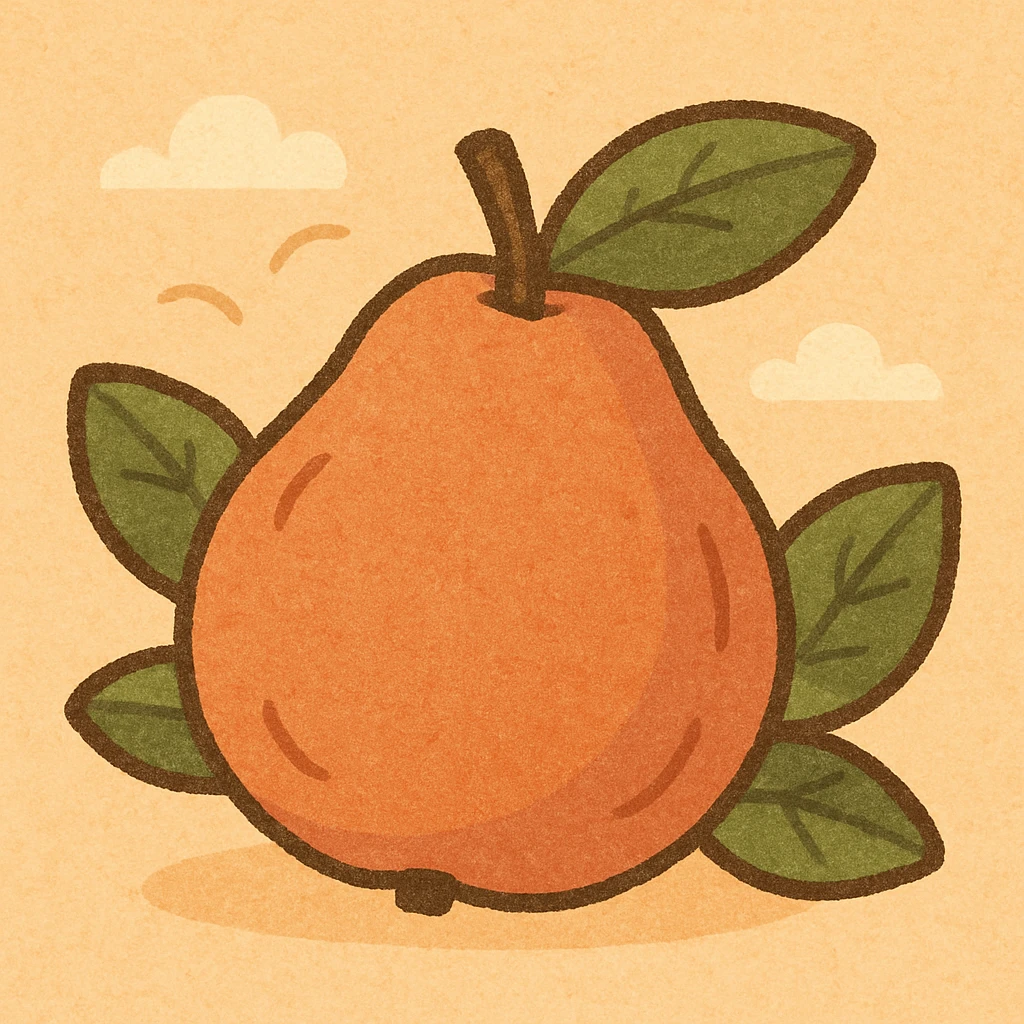 stylized cartoon guava fruit with bold outlines, bright colors, simple background emoji