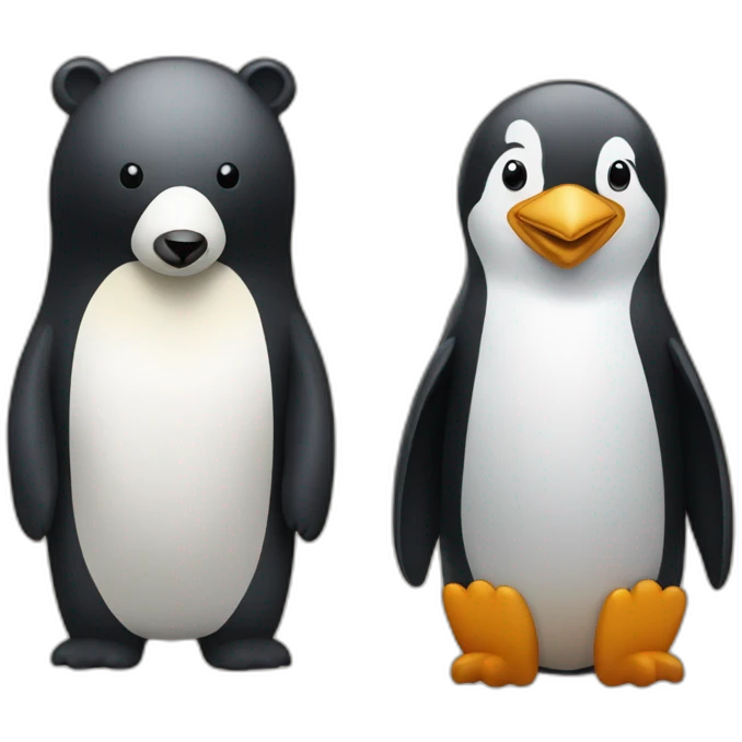 Bear and penguin together  emoji