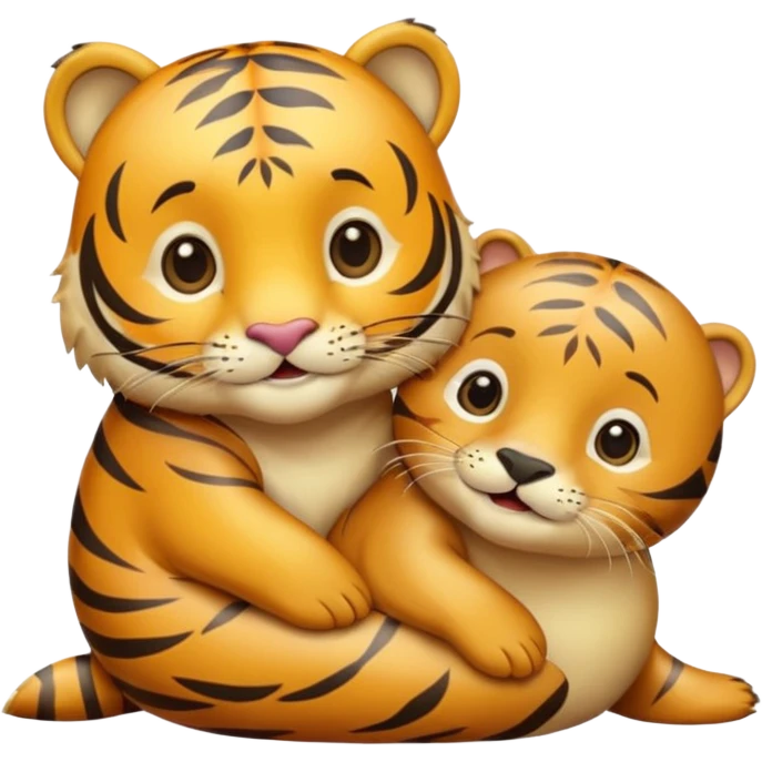 tiger and little sea lion in love emoji