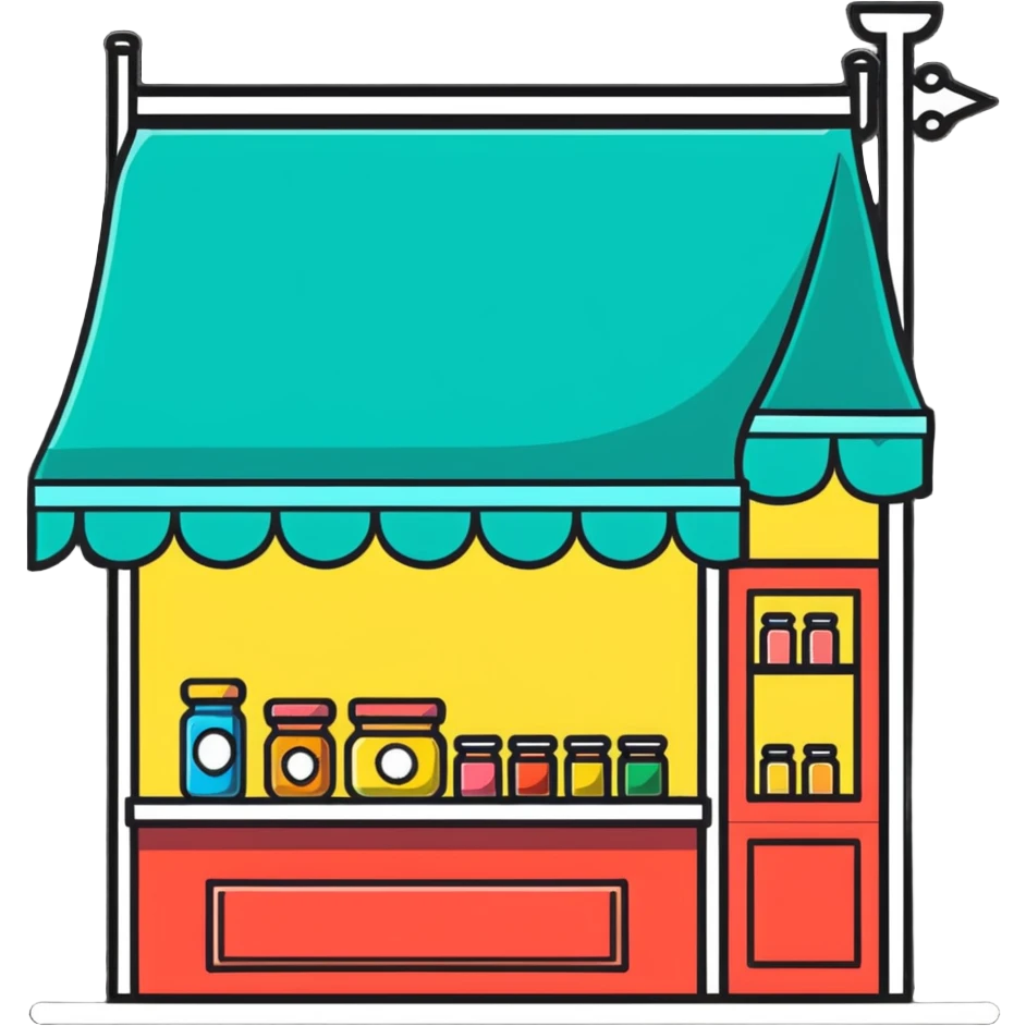 Basic fantasy shop stall, simple design emoji