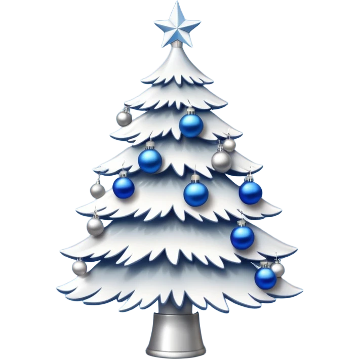 White christmas tree with blue and silver decoration emoji