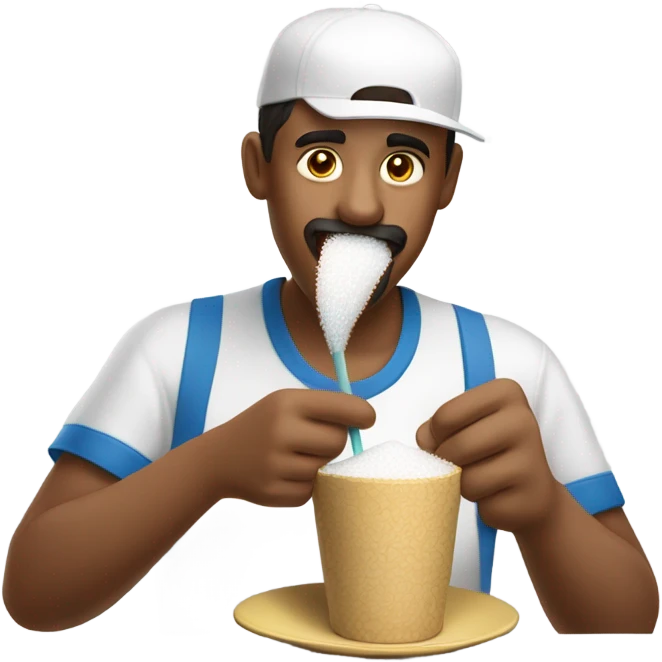 Guy eating sugar with a straw emoji