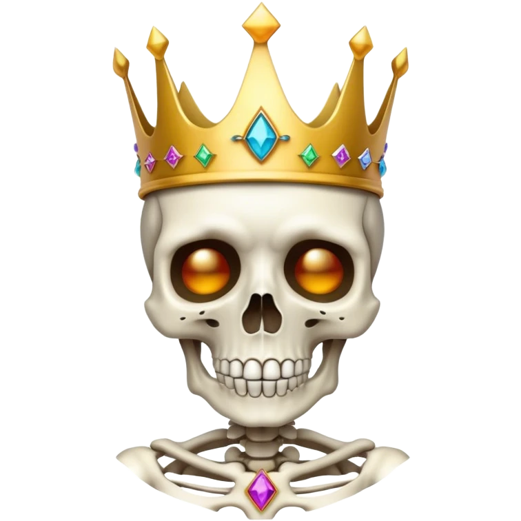 Multicolored skeleton with crown emoji