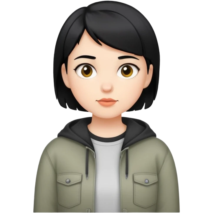 girl with short black hair, dressed in casual boyish outfit emoji