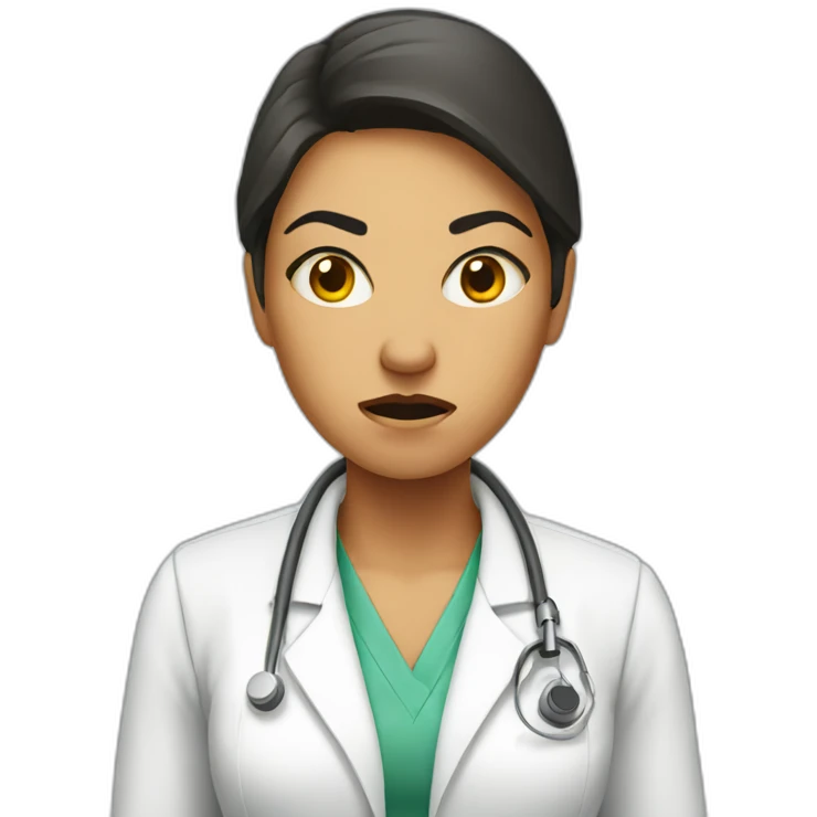 Angry women in lab coat emoji