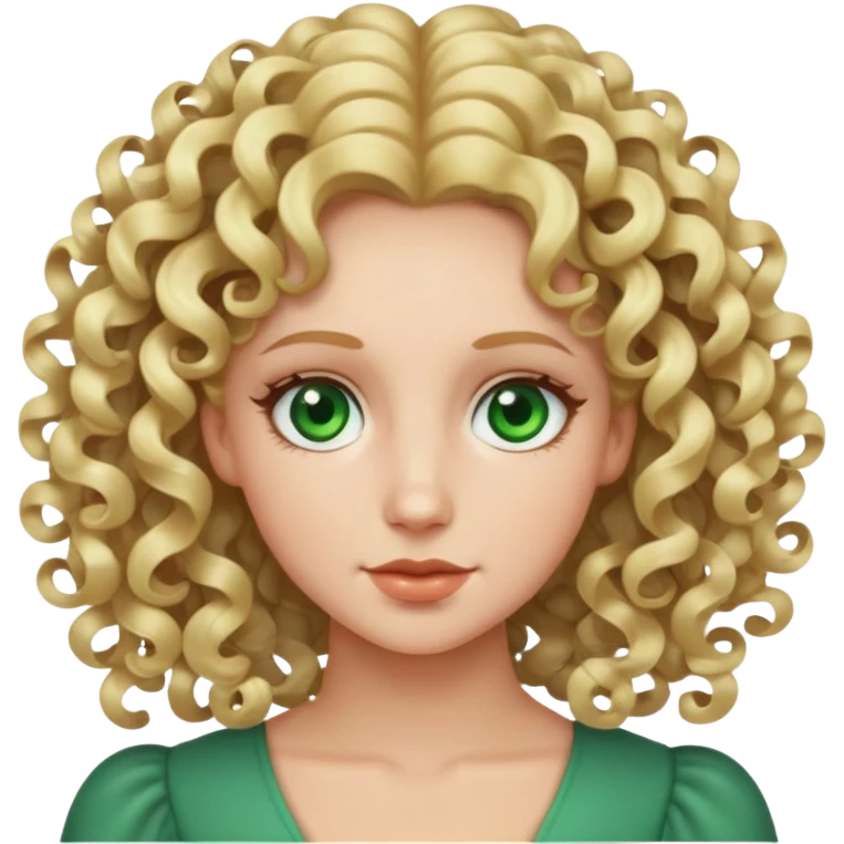 woman with blonde 3b springy ringlet curls and green eyes emoji