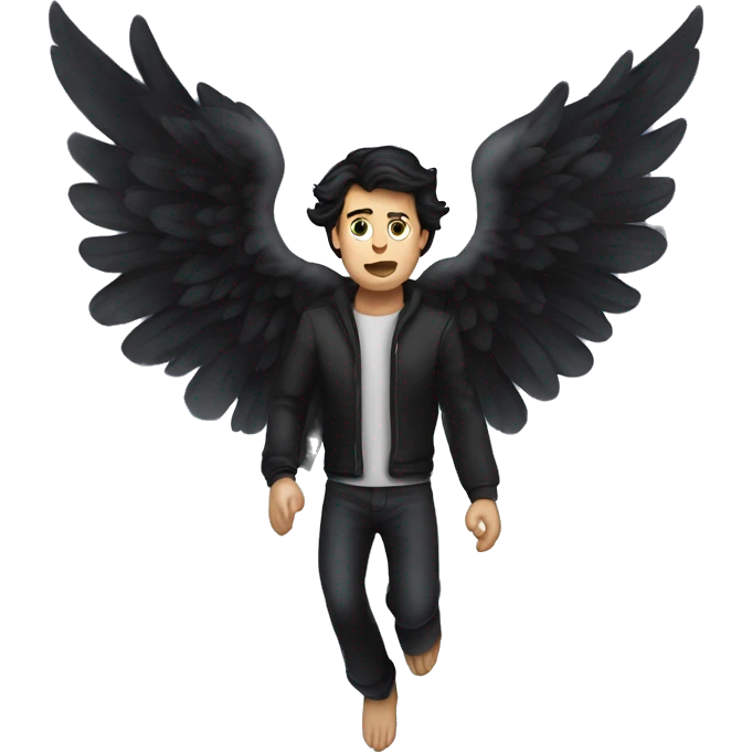 dark angel falling from the sky, caucasian dark haired man emoji