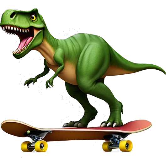 T-rex met een hoed op een skateboard  emoji