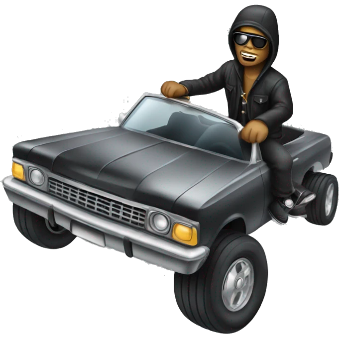 Robber Riding a lowrider emoji