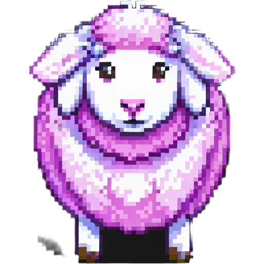 pink sheep with fluffy wool texture emoji