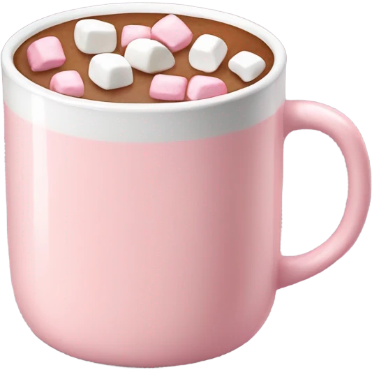 Light Pink mug of hot chocolate with marshmallows  emoji
