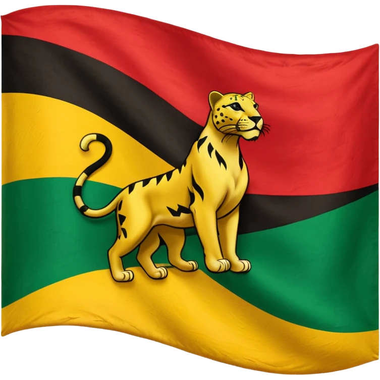 Soulaani black green yellow and red heritage flag with African panther crest in the middle  emoji