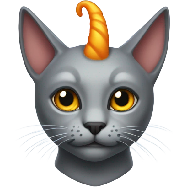 Gray cat with devil horns  emoji