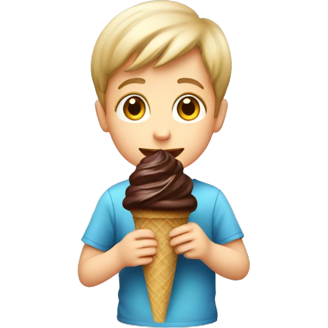 Small Boy eating chocolate icecream emoji