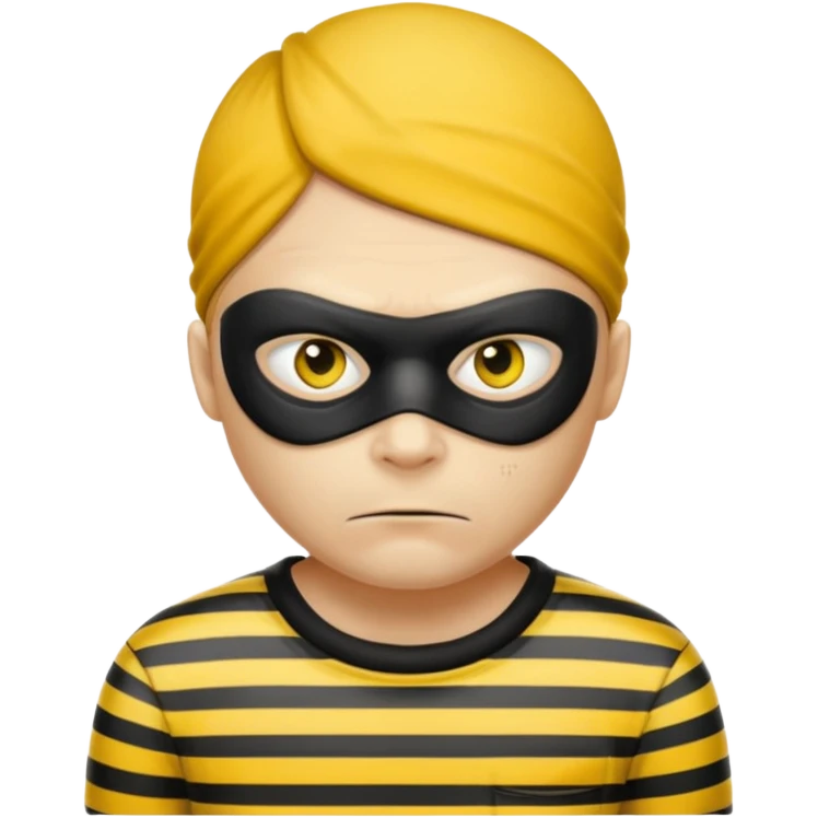 Make a robber emoji with yellow skin and white and black shirt with no mask emoji