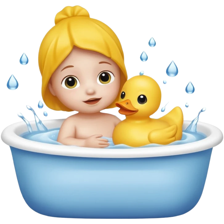 baby playing with rubber duck in bath emoji